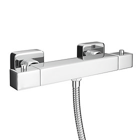 Milan Square Thermostatic Bar Shower Valve - Chrome Large Image