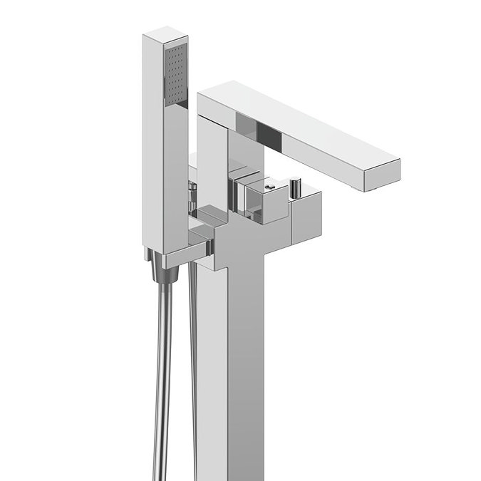 Milan Square Thermostatic Floor Mounted Freestanding Bath Shower Mixer Chrome