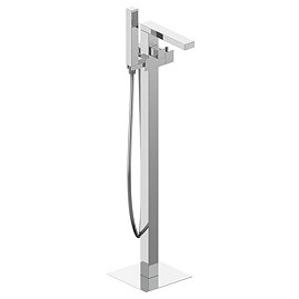 Milan Square Thermostatic Floor Mounted Freestanding Bath Shower Mixer Chrome