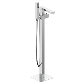 Milan Square Thermostatic Floor Mounted Freestanding Bath Shower Mixer Chrome