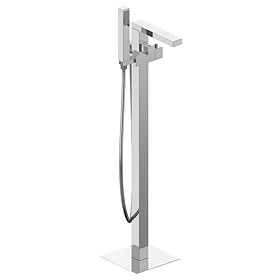 Milan Square Thermostatic Floor Mounted Freestanding Bath Shower Mixer Chrome