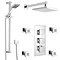 Milan Square Triple Shower Package with Diverter Valve, Head, 4 Body Jets + Slider Standard Large I