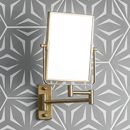 Milan Square Wall Mounted Cosmetic Mirror - Brushed Brass