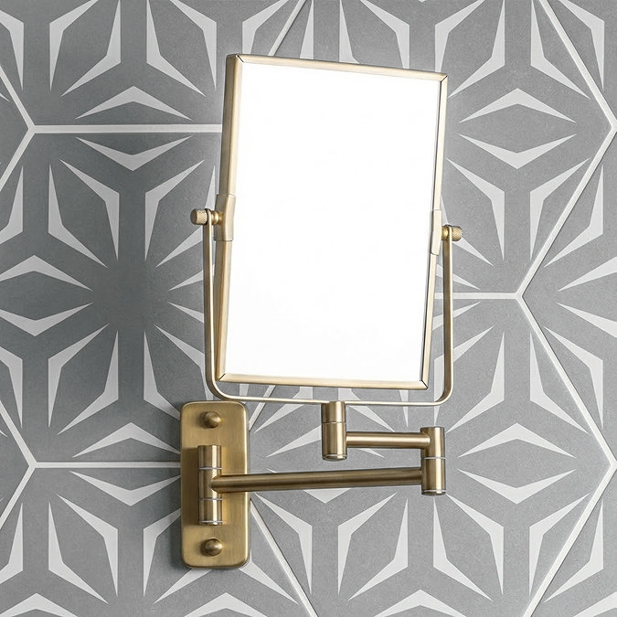 Milan Square Wall Mounted Cosmetic Mirror - Brushed Brass