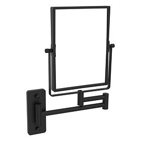 Milan Square Wall Mounted Cosmetics Mirror - Matt Black