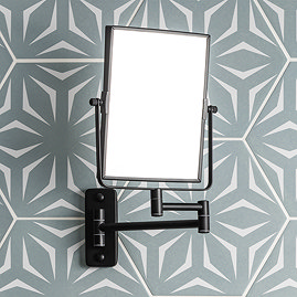 Milan Square Wall Mounted Cosmetic Mirror - Matt Black