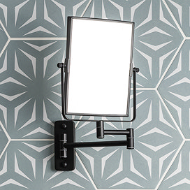 Milan Square Wall Mounted Cosmetic Mirror - Matt Black