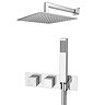 Milan Square Wall Mounted Thermostatic Shower Valve with Handset + 300mm Fixed Shower Head