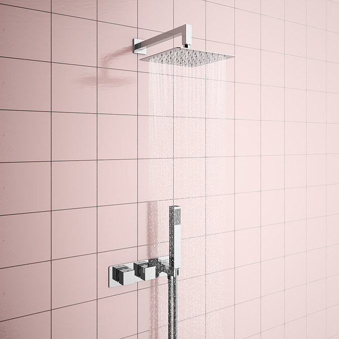 Milan Square Wall Mounted Thermostatic Shower Valve with Handset  Feature Large Image