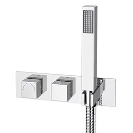 Milan Square Wall Mounted Thermostatic Shower Valve with Handset Medium Image