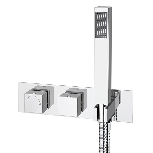 Milan Square Wall Mounted Thermostatic Shower Valve with Handset Large Image