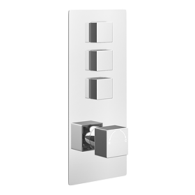 Milan Triple Modern Square Push-Button Shower Valve with 3 Outlets