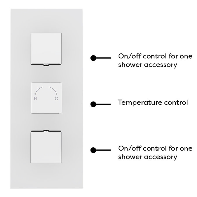 Milan Triple Square Concealed Thermostatic Shower Valve - Chrome  additional Large Image