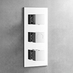 Milan Triple Square Concealed Thermostatic Shower Valve - Chrome