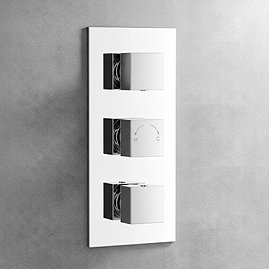 Milan Triple Square Concealed Thermostatic Shower Valve - Chrome