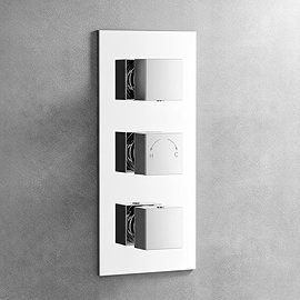 Milan Triple Square Concealed Thermostatic Shower Valve - Chrome