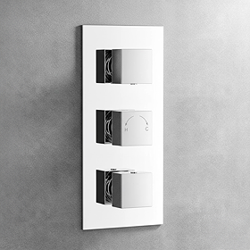 Milan Triple Square Concealed Thermostatic Shower Valve - Chrome