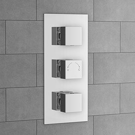 Milan Triple Square Concealed Thermostatic Shower Valve - Chrome