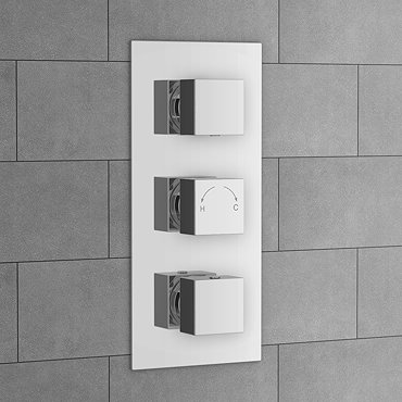 Milan Triple Square Concealed Thermostatic Shower Valve - Chrome