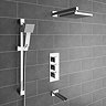 Milan Triple Square Concealed Thermostatic Shower Valve with Diverter - Chrome  additional Large Ima