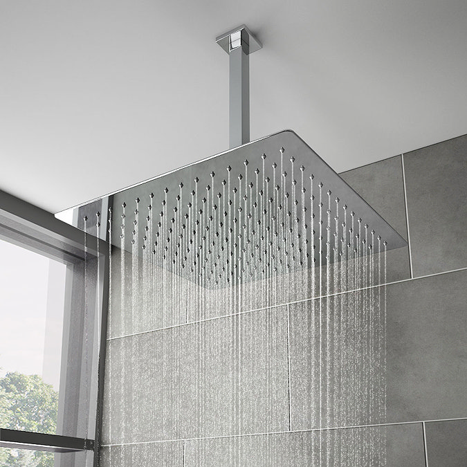 Milan Twin Concealed Thermostatic Valve + 400x400mm Rainfall Shower Head  Newest Large Image