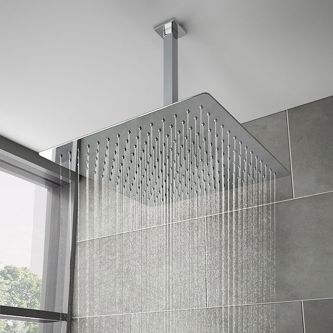 Milan Twin Concealed Thermostatic Valve + 400x400mm Rainfall Shower Head Newest Large Image
