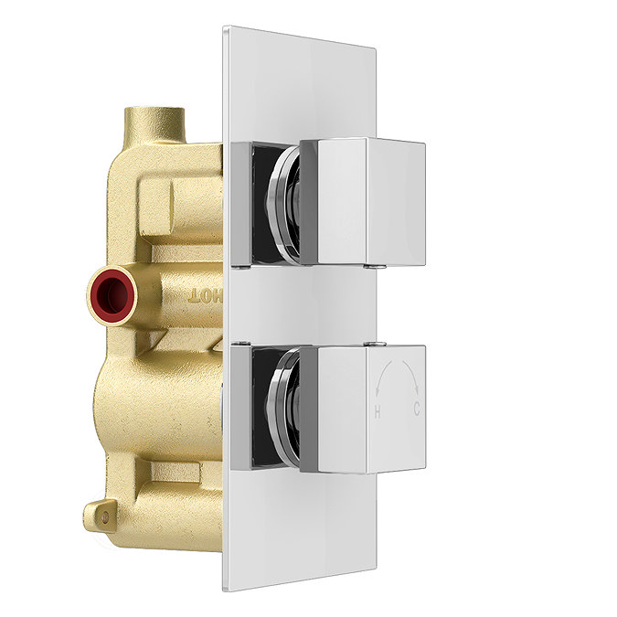 Milan Twin Concealed Thermostatic Valve + 400x400mm Rainfall Shower Head Newest Large Image
