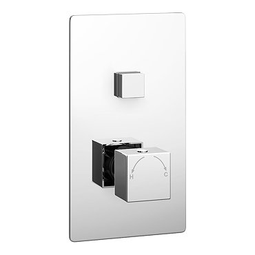 Milan Twin Modern Square Push-Button Concealed Shower Valve  Profile Large Image