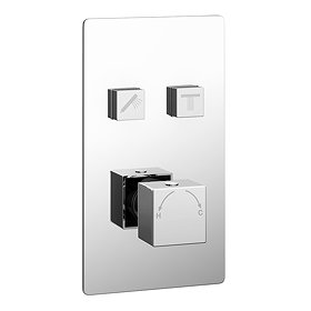 Milan Twin Modern Square Push-Button Shower Valve with 2 Outlets Large Image