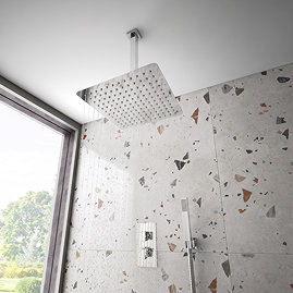 Milan Twin Shower Valve incl. Outlet Elbow, Handset + Ultra Thin Head with Vertical Arm