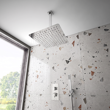 Milan Twin Shower Valve inc. Outlet Elbow, Handset + Ultra Thin Head with Vertical Arm