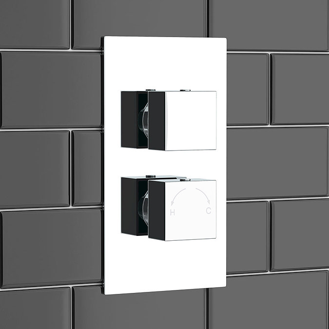 Milan Modern Square Concealed Twin Shower Valve - Chrome  Feature Large Image