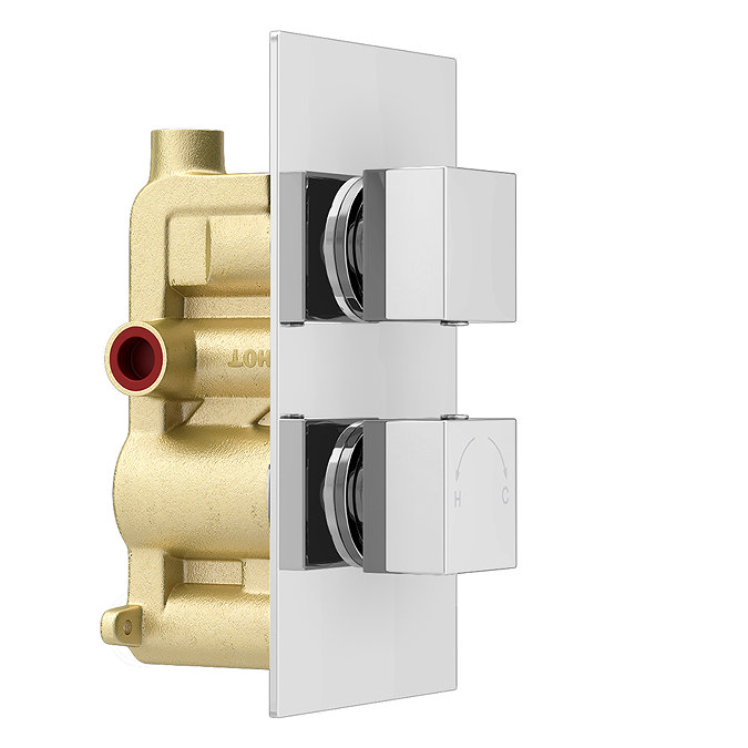Milan Modern Square Concealed Twin Shower Valve - Chrome  Newest Large Image