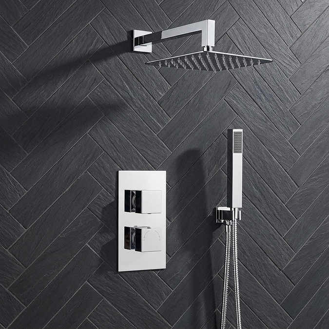 Milan Twin Square Concealed Shower Valve with Diverter - Chrome