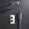 Milan Twin Square Concealed Shower Valve with Diverter - Chrome