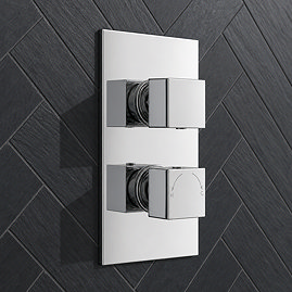 Milan Twin Square Concealed Shower Valve with Diverter - Chrome