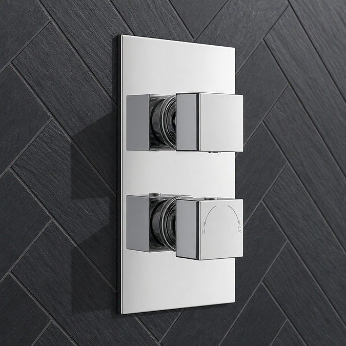 Milan Twin Square Concealed Shower Valve with Diverter - Chrome