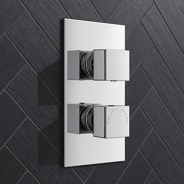 Milan Twin Square Concealed Shower Valve with Diverter - Chrome