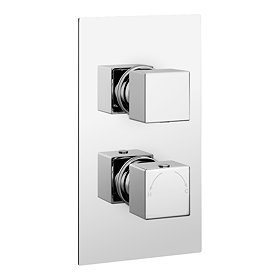 Milan Twin Square Concealed Shower Valve with Diverter - Chrome Large Image