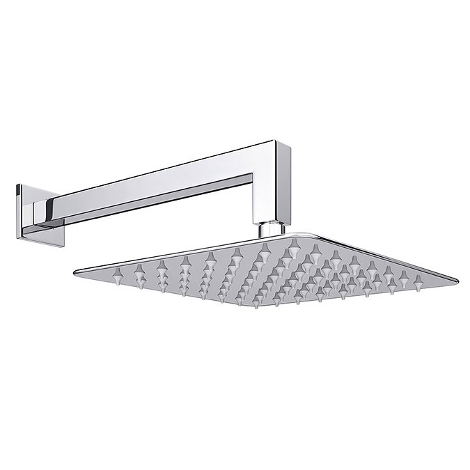Milan Ultra Thin Square Shower Head with Wall Mounted Arm - 200x200mm