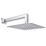 Milan Ultra Thin Square Shower Head with Wall Mounted Arm - 200x200mm