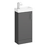 Milan W400 x D222mm Gloss Grey Compact Floor Standing Basin Unit Large Image