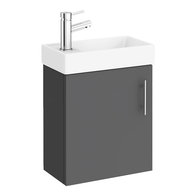 Milan W400 x D222mm Gloss Grey Compact Wall Hung Basin Unit Large Image