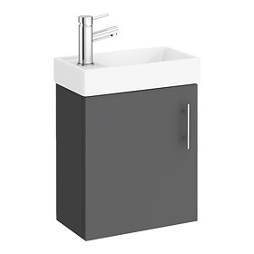 Milan W400 x D222mm Gloss Grey Compact Wall Hung Basin Unit Large Image