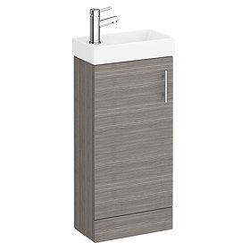 Milan W400 x D222mm Grey Avola Effect Compact Floor Standing Basin Unit Large Image