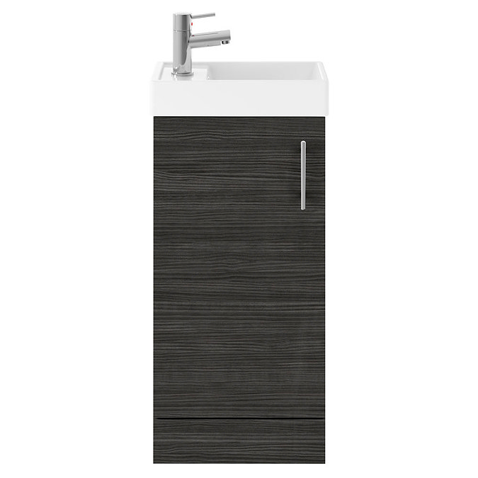 Milan W400 x D222mm Hacienda Black Effect Compact Floor Standing Basin Unit Feature Large Image