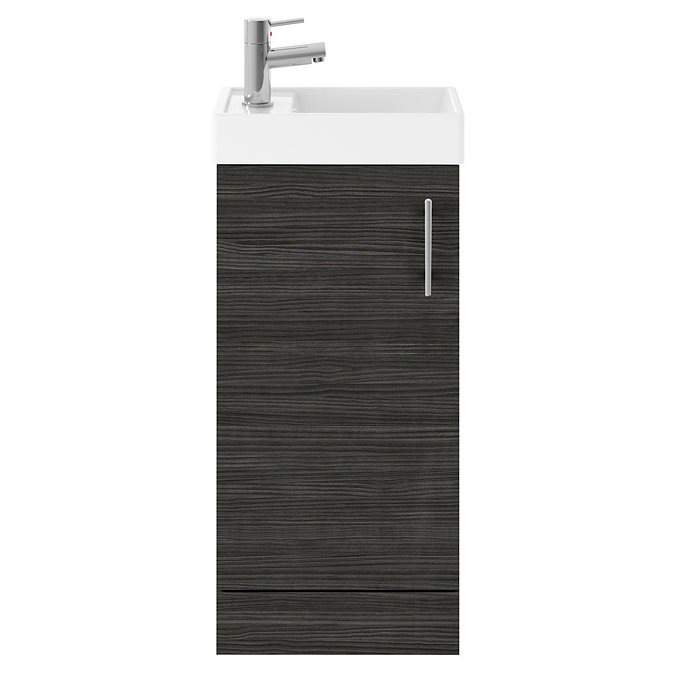 Milan W400 x D222mm Hacienda Black Effect Compact Floor Standing Basin Unit  Feature Large Image