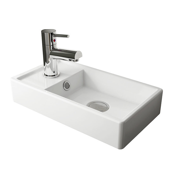 Milan W400 x D222mm Hacienda Black Effect Compact Floor Standing Basin Unit Profile Large Image