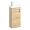 Milan W400 x D222mm Natural Oak Effect Compact Floor Standing Basin Unit Large Image