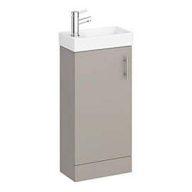 Milan W400 x D222mm Stone Grey Compact Floor Standing Basin Unit Medium Image